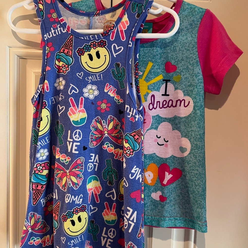 Girls Faded Glory Smiley Print Tank Top by Faded Glory and Trolls I Dream tee.